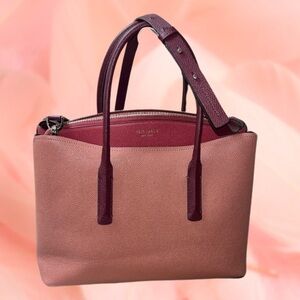 Kate Spade MARGAUX Large Satchel bag, Pink/Burgundy, Leather